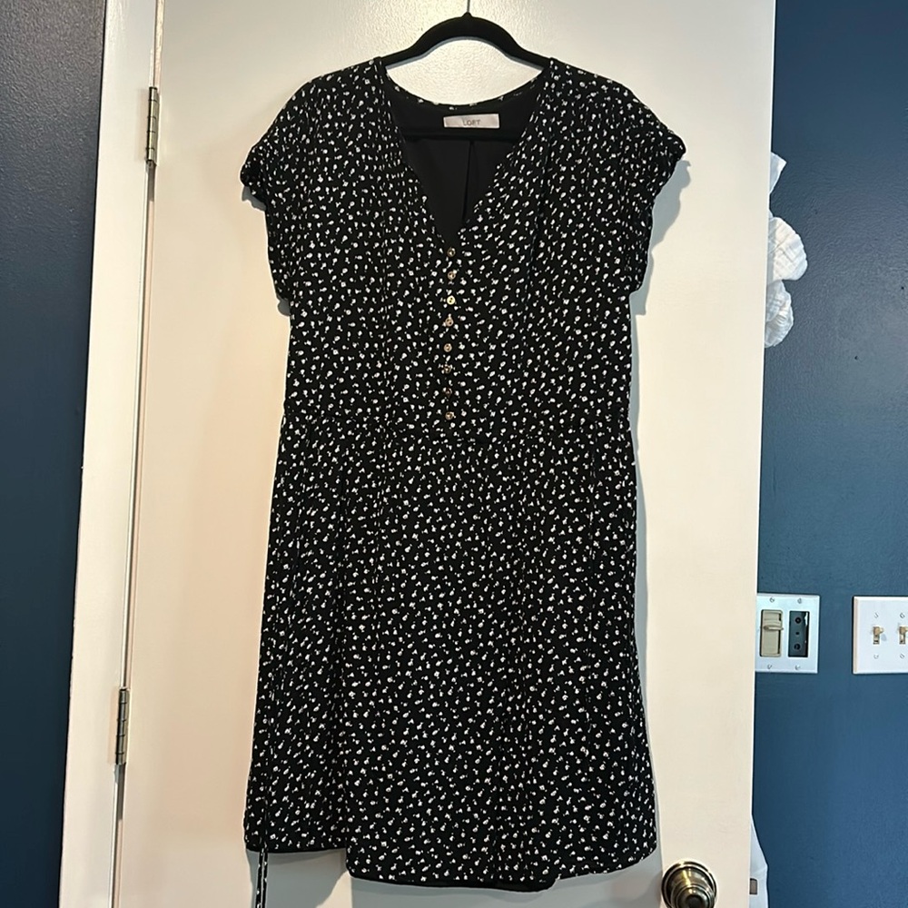 Button front cinched waist dress